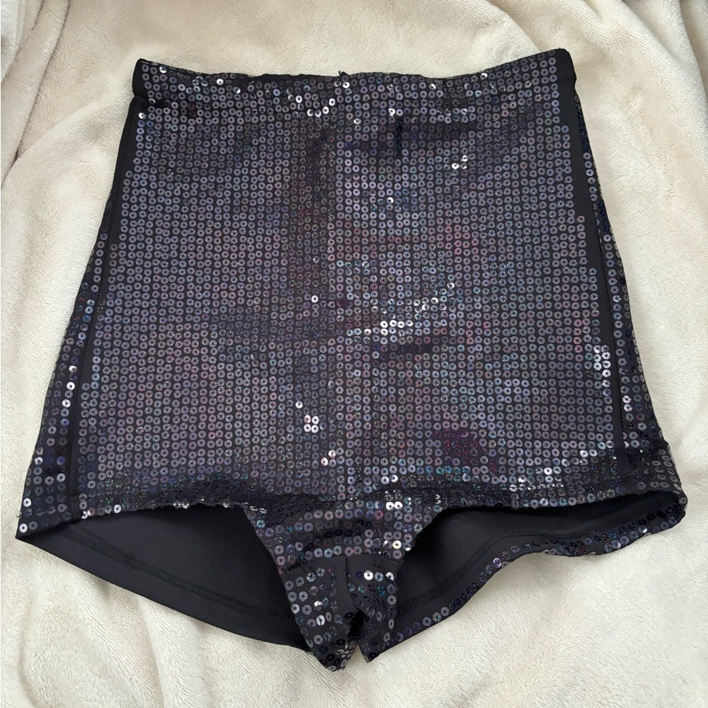 High waist sequin shorts